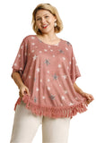 Star Print Tassel Top, Mauve