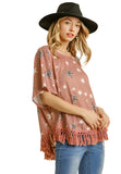 Umgee usa Star Print Tassel Top