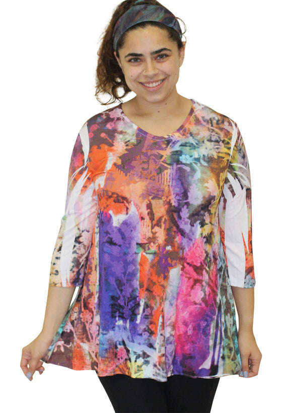 Pop Art 3/4 Sleeve Top, White