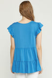 Tiered Ruffle Babydoll Top, French Blue