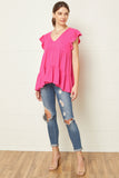 Tiered Ruffle Babydoll Top, Hot Pink