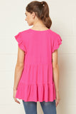 Tiered Ruffle Babydoll Top, Hot Pink