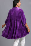 Velvet Tiered Back High Low Shirt, Violet