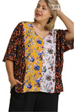 Mixed Floral Print Top, Honey