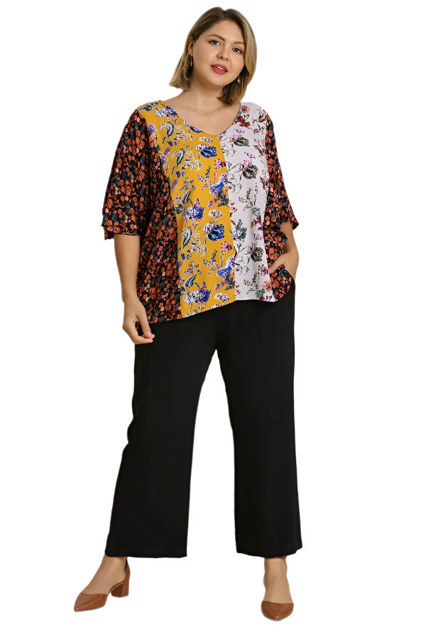 Umgee Mixed Floral Print Top