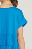 Short Sleeve Tiered Tunic, Blue