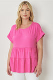 Short Sleeve Tiered Tunic, Pink