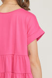 Short Sleeve Tiered Tunic, Pink