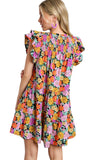 umgee usa Floral Double Layered Ruffle Sleeve Dress