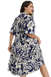 Umgee Two Tone Floral Print A-Line Midi Dress