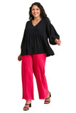V-Neck Babydoll Top, Black