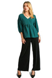 V-Neck Babydoll Top, Green