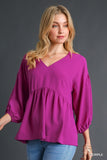 V-Neck Babydoll Top, Purple