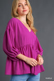 V-Neck Babydoll Top, Purple
