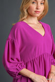 V-Neck Babydoll Top, Purple