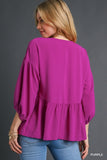 V-Neck Babydoll Top, Purple