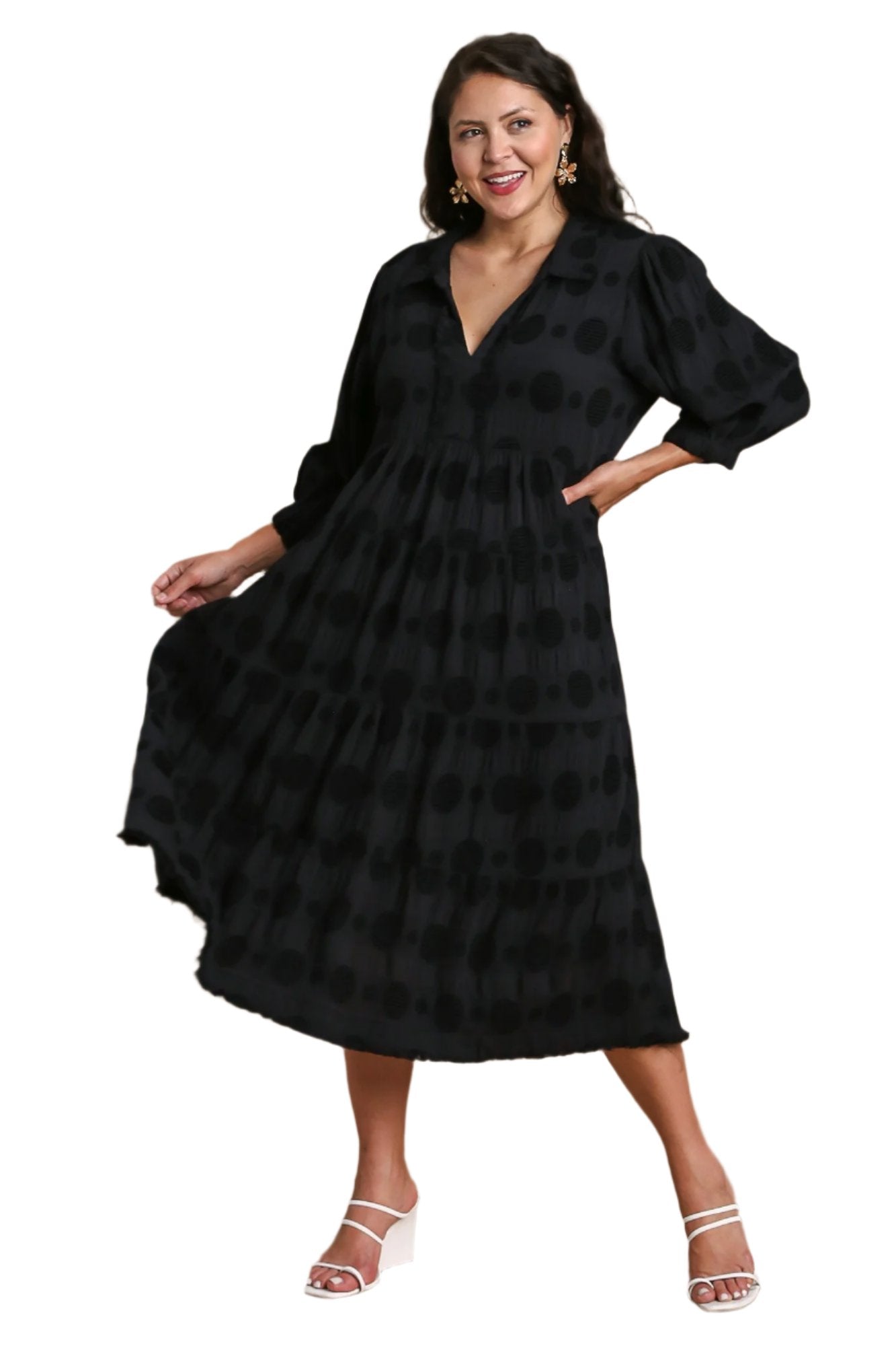 umgee usa Swiss Dot Jacquard Midi Dress Violet Skye Boutique umgee usa Swiss Dot Jacquard Midi Dress Violet Skye Boutique