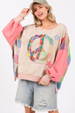 Peace Sign Long Sleeve Colorful Sweatshirt