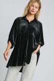 Beaded Velvet Collared Shirt, Black