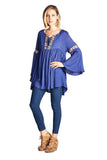 velzera embroidered bell sleeve tunic top
