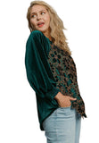 Floral Lace Velvet Top, Green