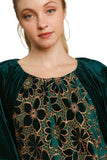 Floral Lace Velvet Top, Green