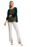 Floral Lace Velvet Top, Green