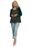 Floral Lace Velvet Top, Green
