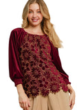 umgee floral lace velvet top