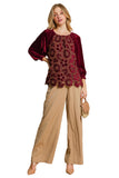 Floral Lace Velvet Top, Wine