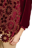 Floral Lace Velvet Top, Wine