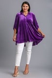 Velvet Tiered Back High Low Shirt, Violet