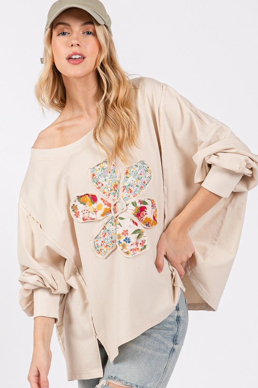 sage & fig flower power relaxed fit top