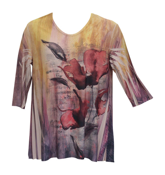 Hibiscus 3/4 Sleeve Top, Multi