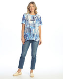 Ocean Blue Patch Pocket Burnout Top
