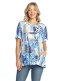 Ocean Blue Patch Pocket Burnout Top