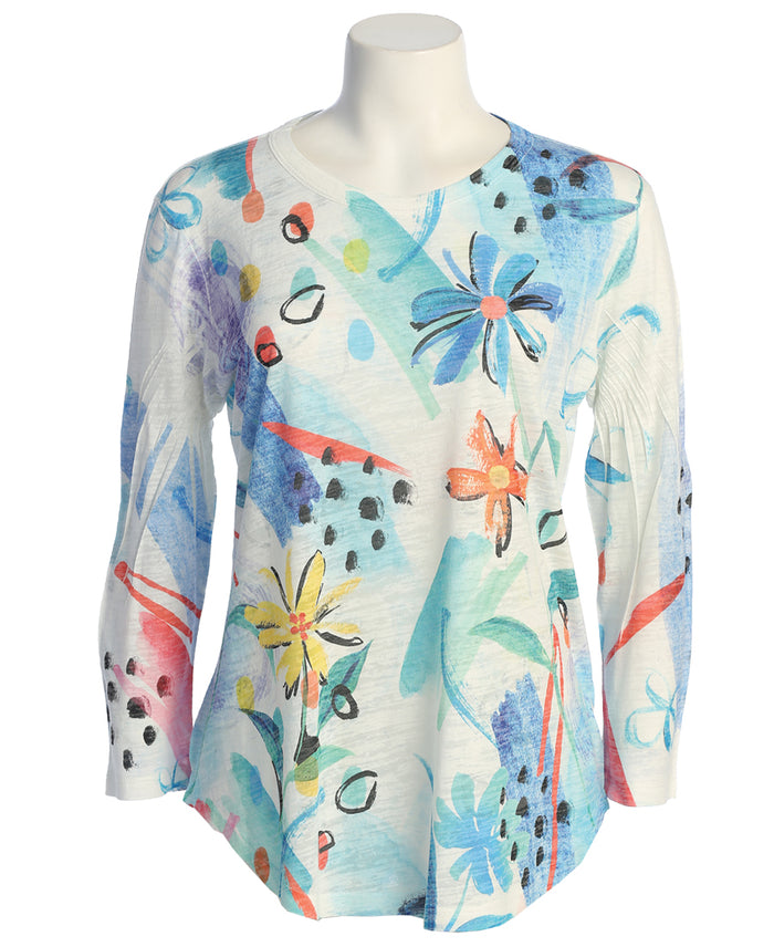 Flora Burnout Rounded Hem Top