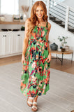 Floral Fluttery Midi Dress, Green