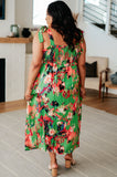 Floral Fluttery Midi Dress, Green