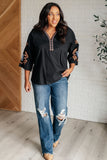 Embroidered V-Neck Blouse