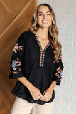 Embroidered V-Neck Blouse