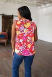 Floral Embroidered Keyhole Top