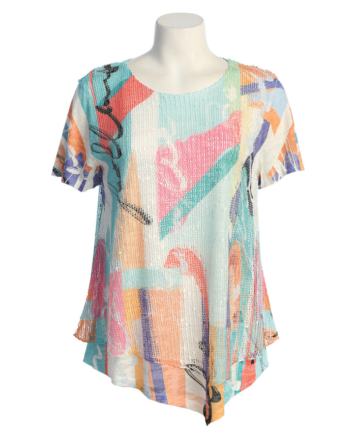 Novel Boucle Mesh Asymmetric Top