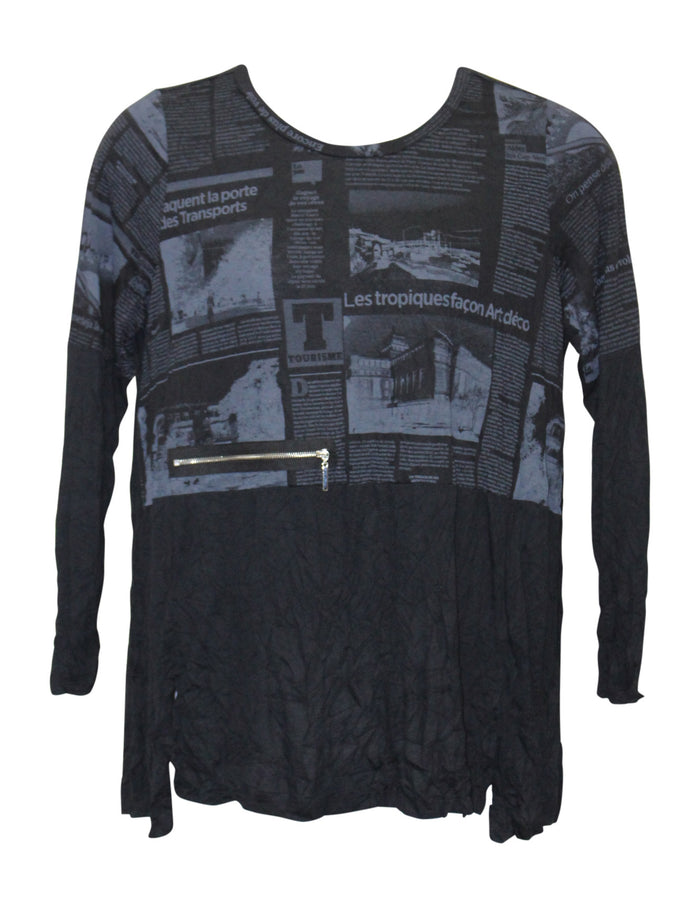 Vivian Newsprint Crinkle Top