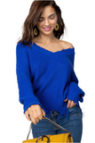 Frayed Zig Zag Sweater, Royal