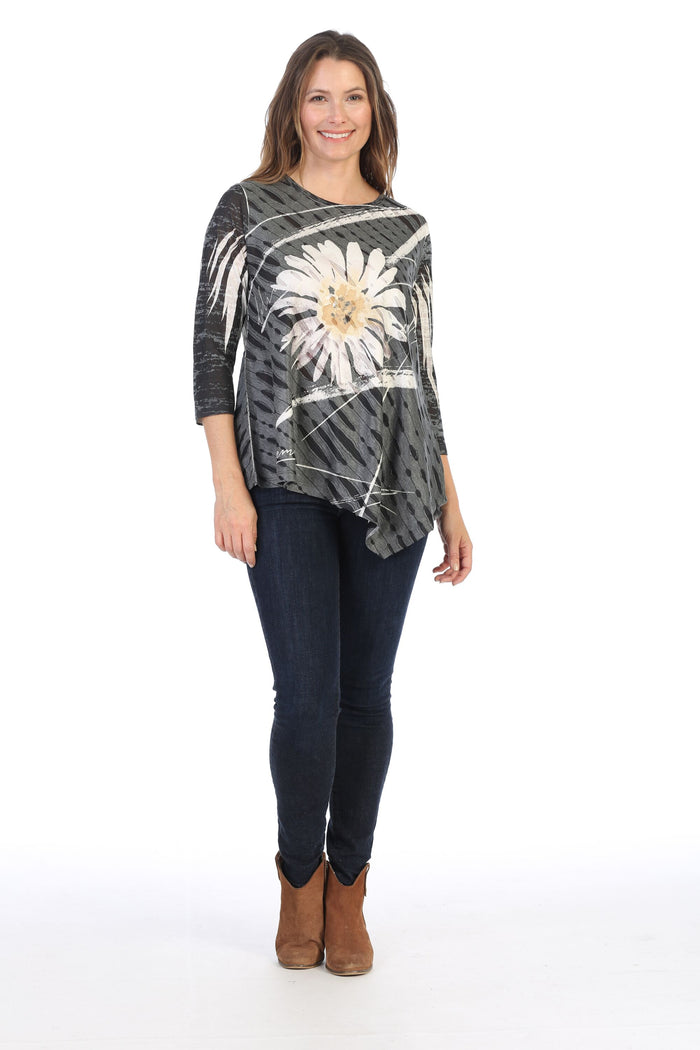 Jess & Jane Chit Chat Double Knit Asymmetrical Top