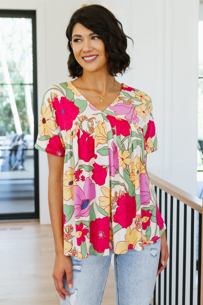 Babydoll V-Neck Floral Top