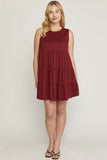 Ruffle Tiered Short Dress, Wine