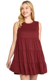 Ruffle Tiered Short Dress, Wine