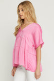 Double V Tiered Top, Pink